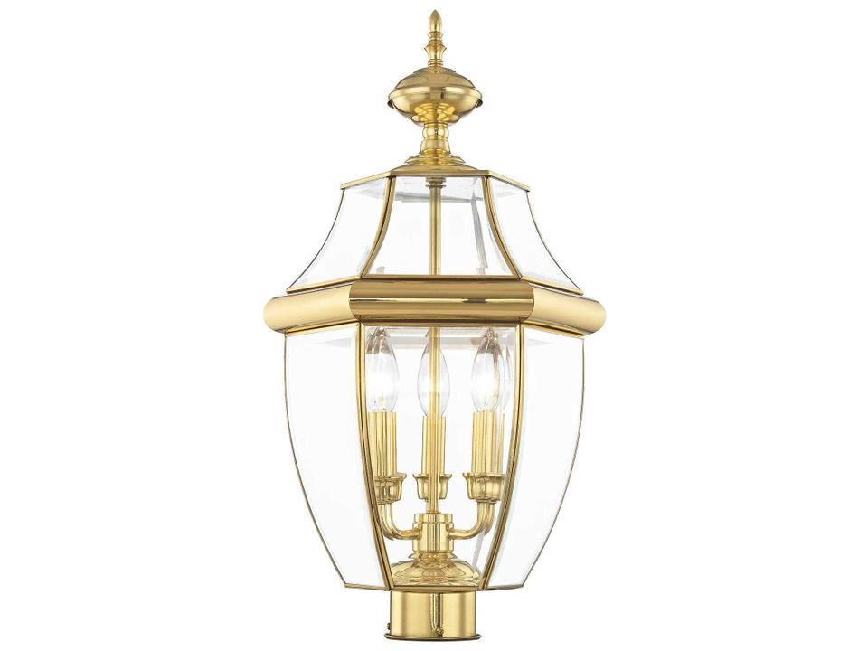 Monterey 3-Light Outdoor Post Light in Polished Brass
