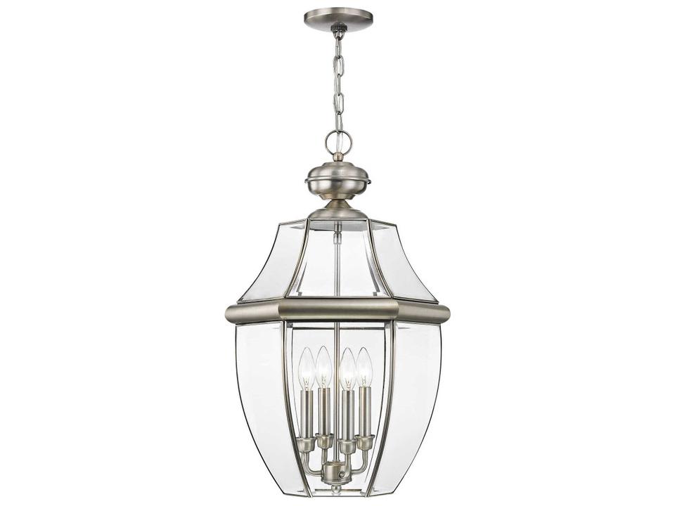Monterey 4-Light Outdoor Pendant Lantern in Brushed Nickel