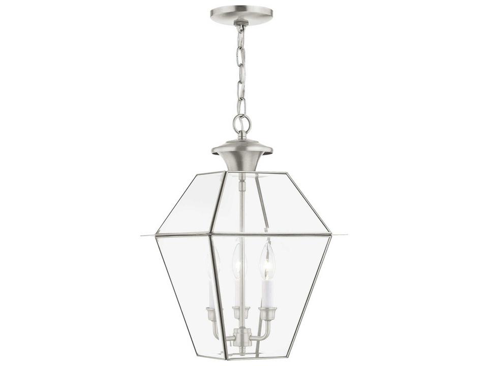 Westover 3-Light Outdoor Hanging Lantern in Brushed Nickel