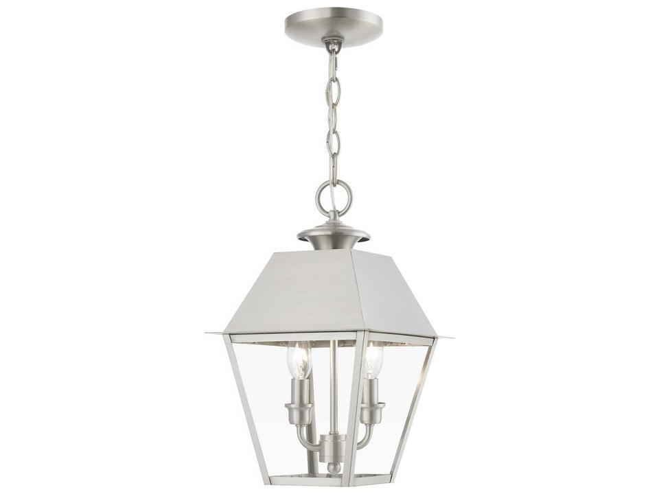 Wentworth 2-Light Outdoor Hanging Lantern in Brushed Nickel