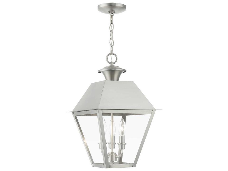 Wentworth 3-Light Outdoor Hanging Lantern in Brushed Nickel