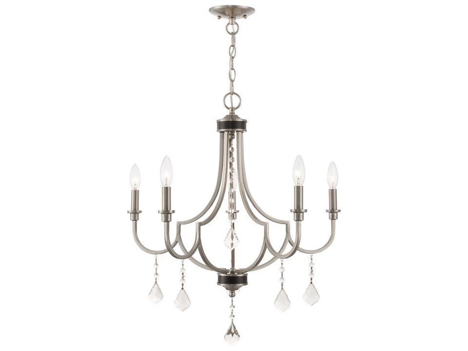 Glendale 5-Light Brushed Nickel Crystal Candelabra Chandelier