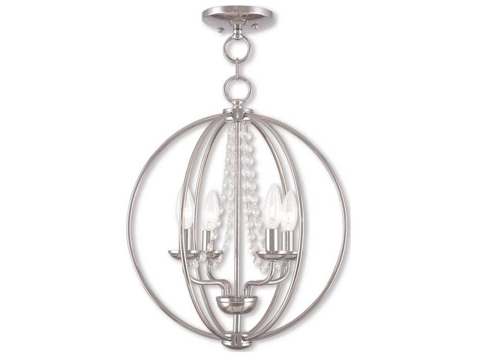 4-Light Arabella Chandelier Polished Chrome Crystal Candelabra