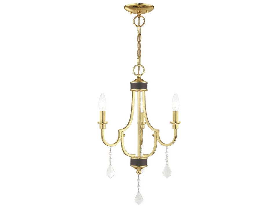 Glendale 3-Light Polished Brass Mini Chandelier with Clear Crystal