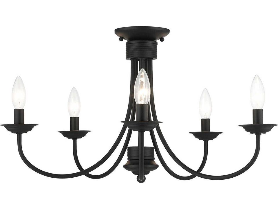 Estate 5-Light Semi-Flush Mount Ceiling Light in Black