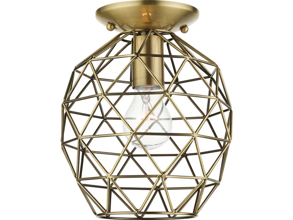 Paxten 1-Light Antique Brass Bell Semi Flush Mount