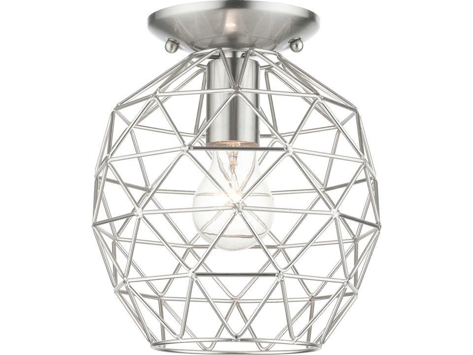 Paxten 1-Light Brushed Nickel Bell Semi Flush Mount