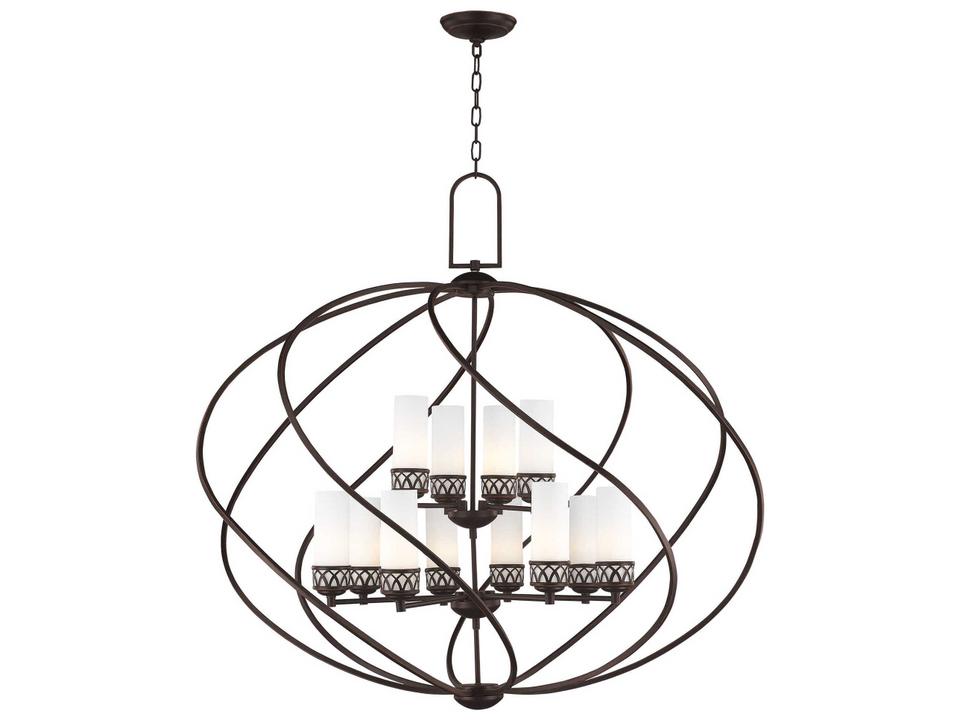 Westfield 12-Light Foyer Chandelier in Olde Bronze with Satin Opal White Glass