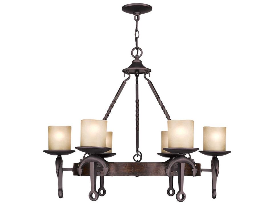 Cape May 6-Light Olde Bronze Glass Drum Chandelier