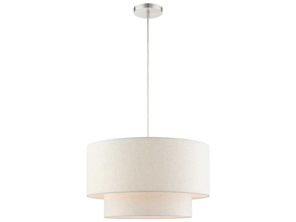 Meadow 3-Light 20-Inch Drum Pendant Light in Brushed Nickel
