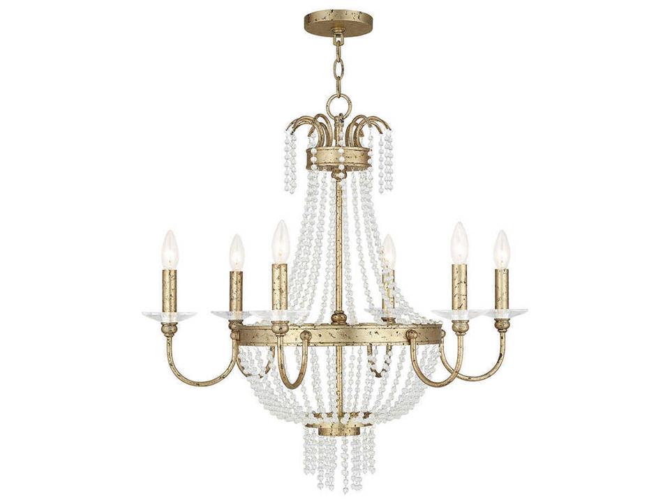 Valentina 6-Light Crystal Candelabra Chandelier in Hand Applied Winter Gold