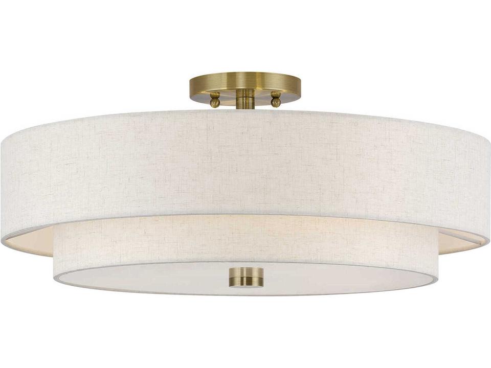 Monroe 5-Light Antique Brass Drum Semi Flush Mount