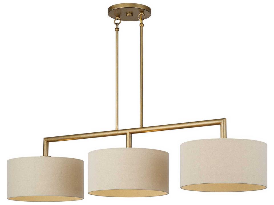 Bellingham 3-Light Antique Gold Leaf Linear Island Pendant