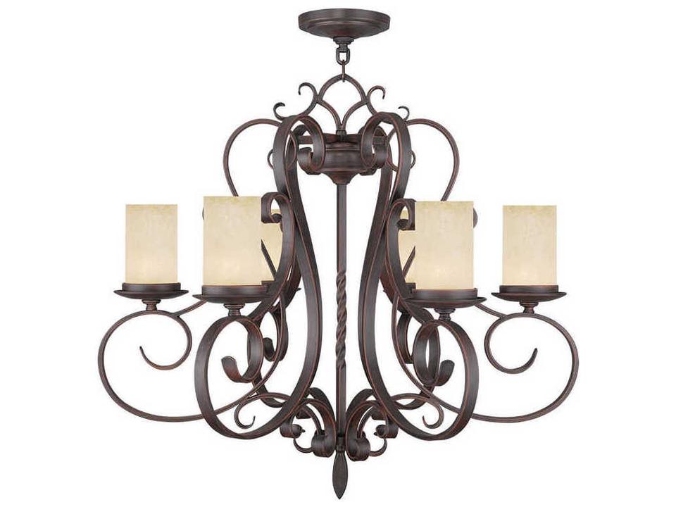 Millburn Manor 6-Light Imperial Bronze Chandelier with Vintage Scavo Glass
