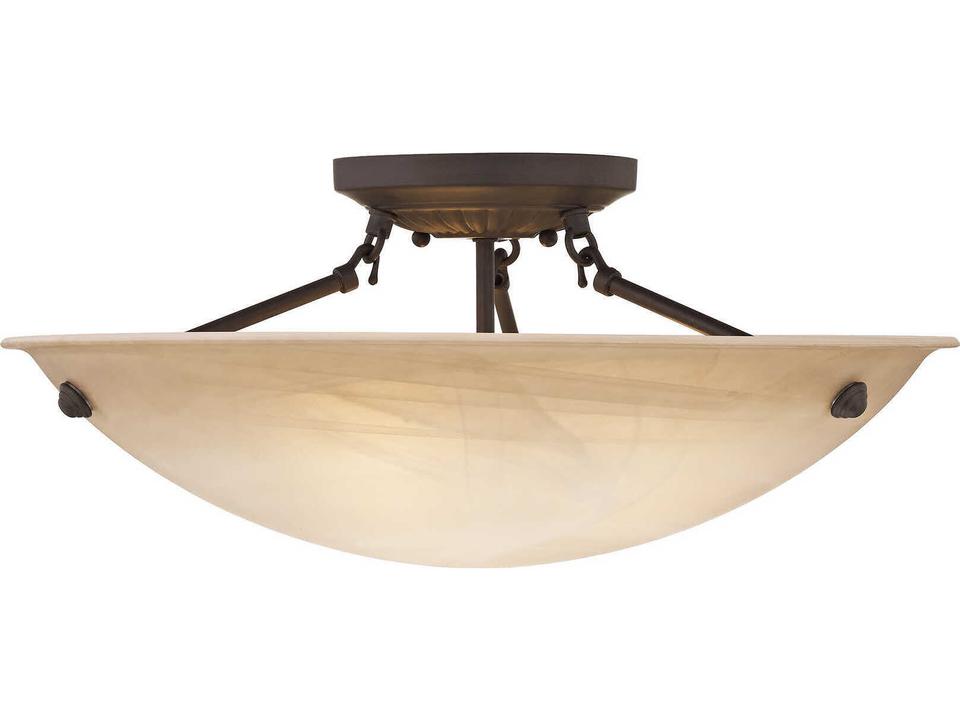 Oasis 3-Light Semi-Flush Mount in Bronze with Honey Alabaster Glass