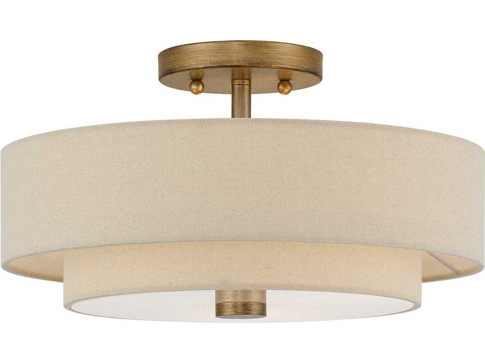 Bellingham 3-Light Semi-Flush Mount in Antique Gold Leaf