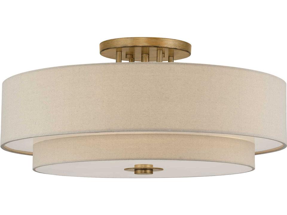 6-Light Bellingham Drum Semi Flush Mount in Antique Gold Leaf
