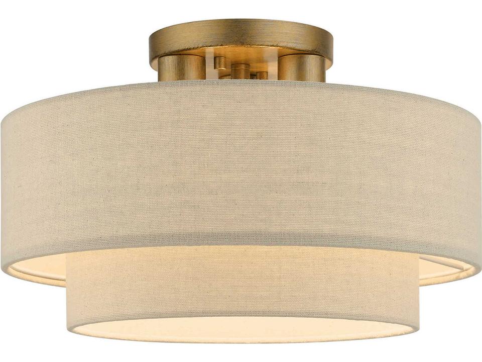 3-Light Bellingham Semi-Flush Mount in Antique Gold Leaf