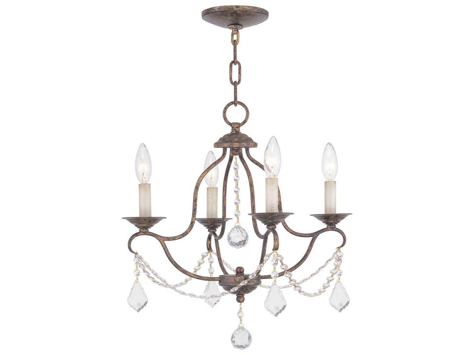 Chesterfield 4-Light Crystal Candelabra Chandelier in Hand Applied Venetian Golden Bronze