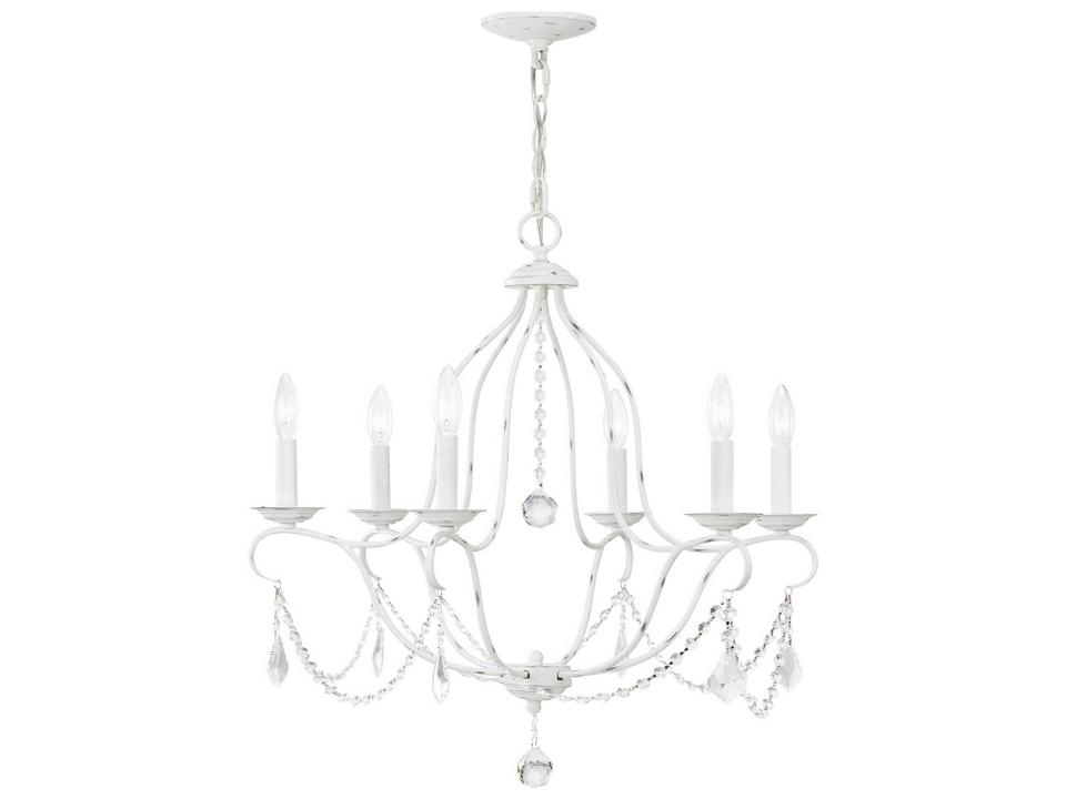 Chesterfield 6-Light Antique White Crystal Candelabra Chandelier