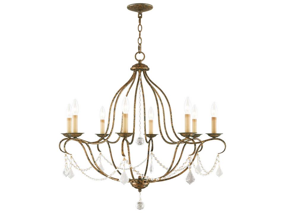 8-Light Chesterfield Chandelier in Hand Applied Venetian Golden Bronze