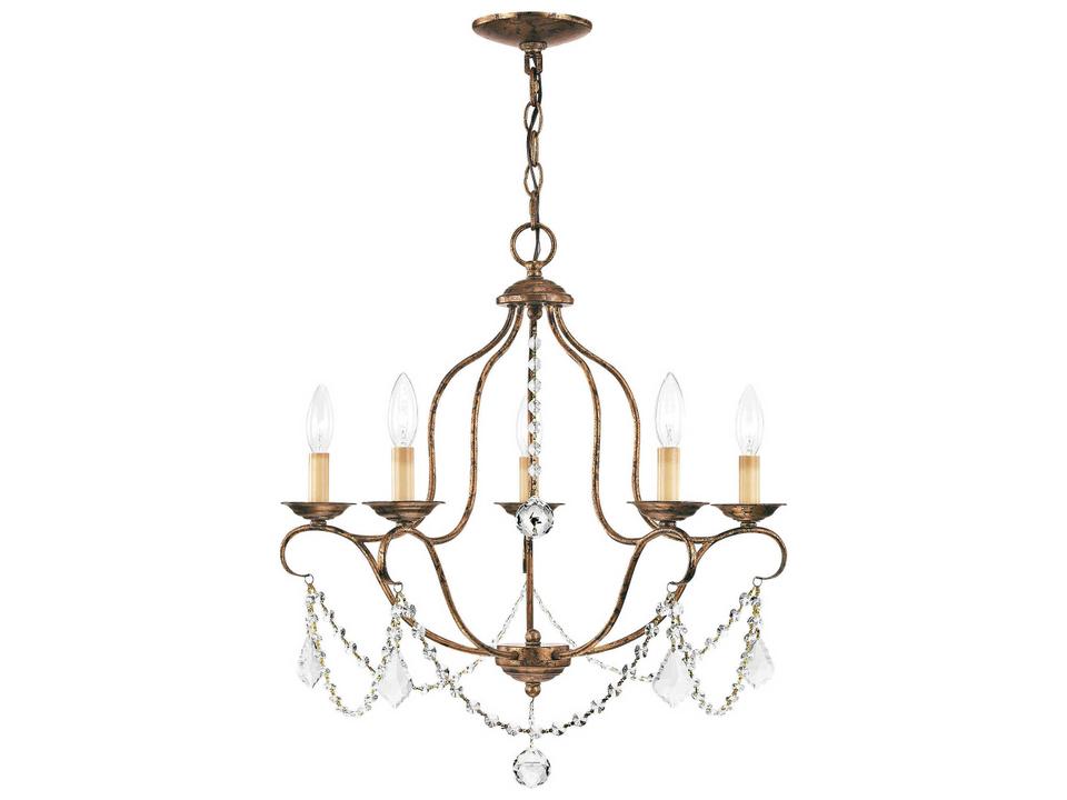 Chesterfield 5-Light Hand Applied Venetian Golden Bronze Crystal Chandelier