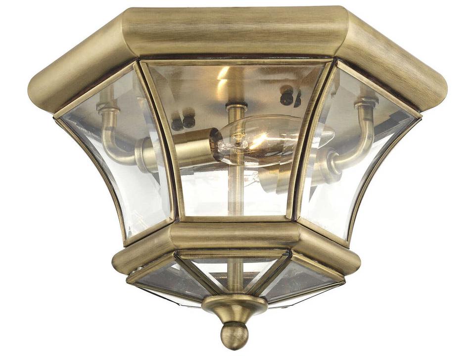 Monterey Georgetown 2-Light Outdoor Flush Mount in Antique Brass