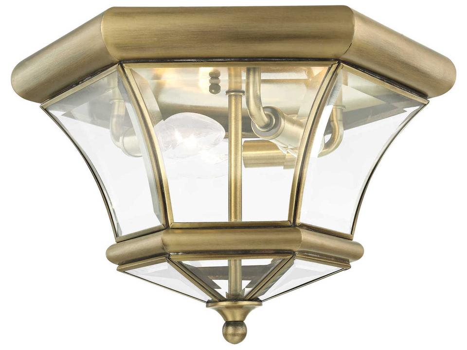Monterey Georgetown 3-Light Outdoor Flush Mount in Antique Brass