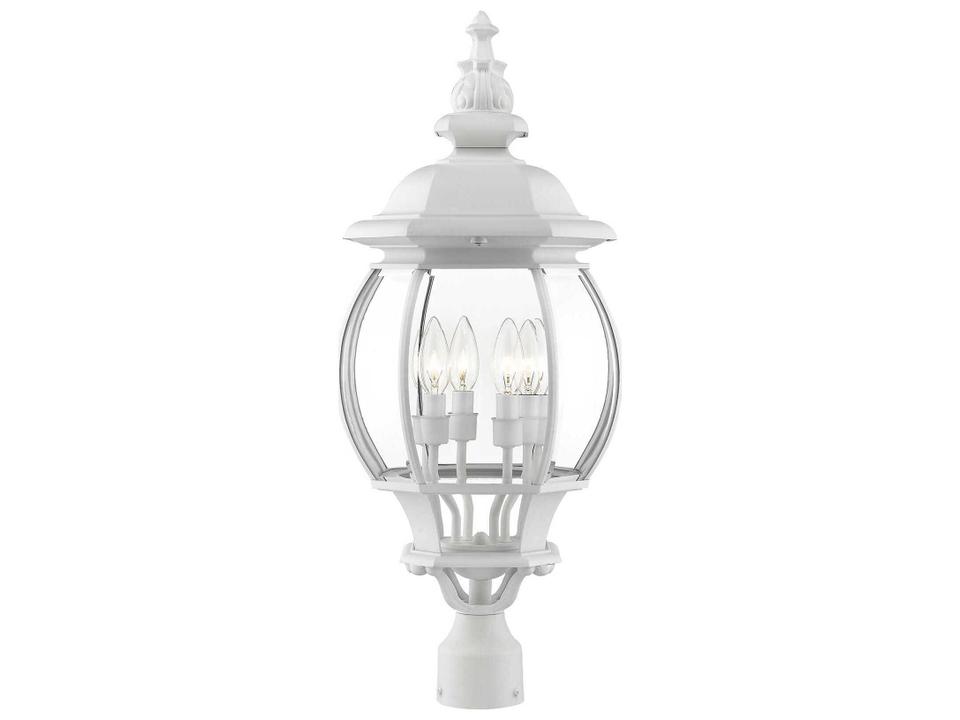Frontenac 4-Light Traditional Outdoor Post Light in Textured White