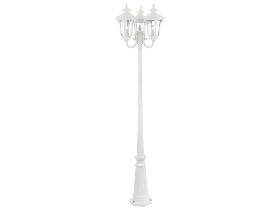 Oxford 3-Light Outdoor Post Light in Textured White with Clear Water Glass