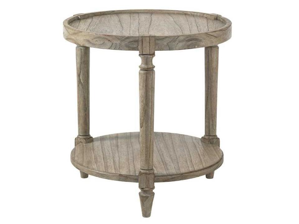 Twilight Bay Round Wood End Table with Driftwood Finish