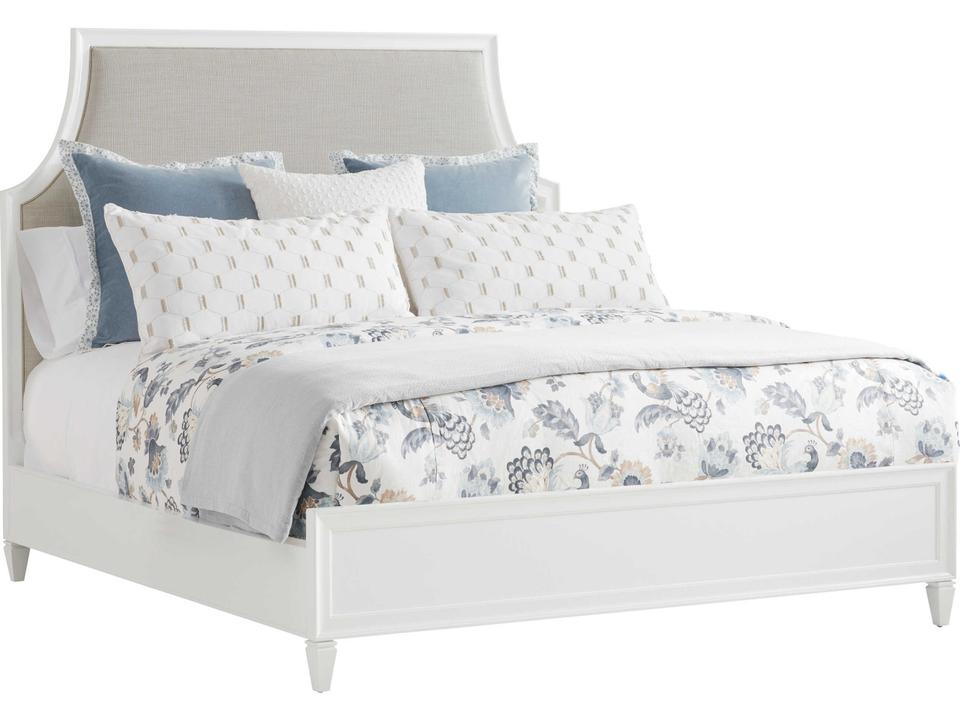 Avondale White Hardwood Upholstered California King Panel Bed
