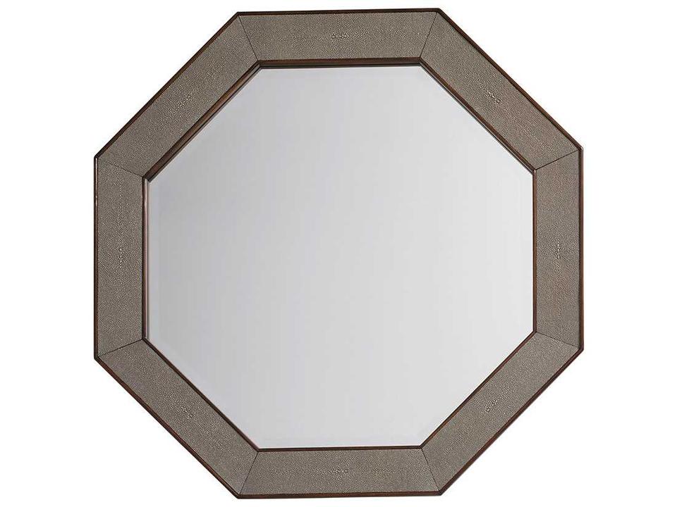 Macarthur Park Octagon Wall Mirror in Mocha Brown with Faux Shagreen