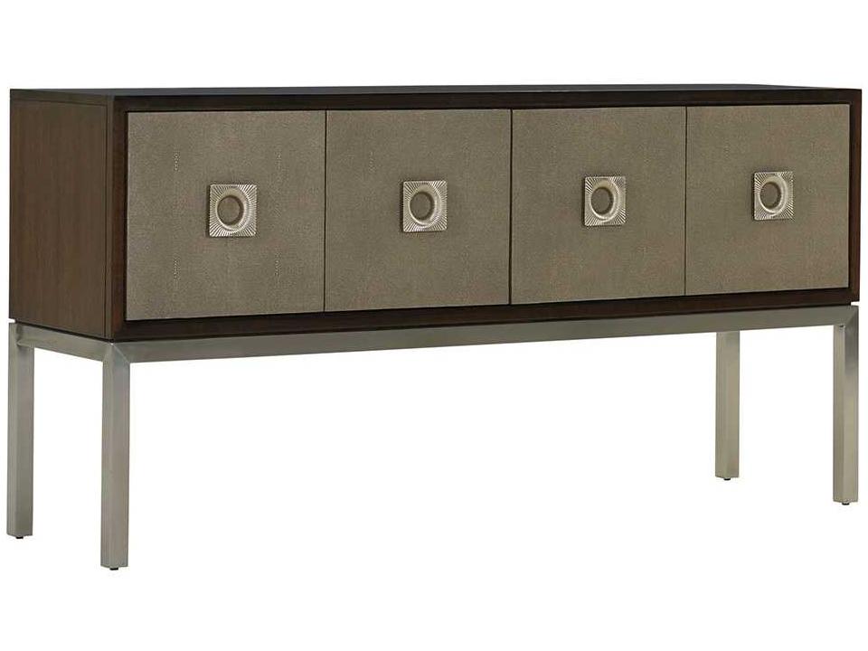 Glenroy Quartered Walnut Sideboard with Taupe Faux Shagreen Doors