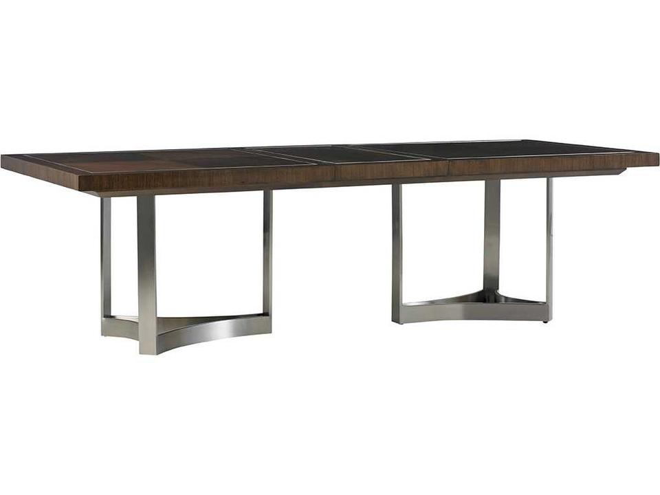 MacArthur Park Rectangle 82-Inch Extension Dining Table in Walnut and Stainless Steel