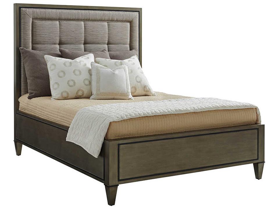 Ariana Upholstered Queen Panel Bed in Gray Platinum Hardwood