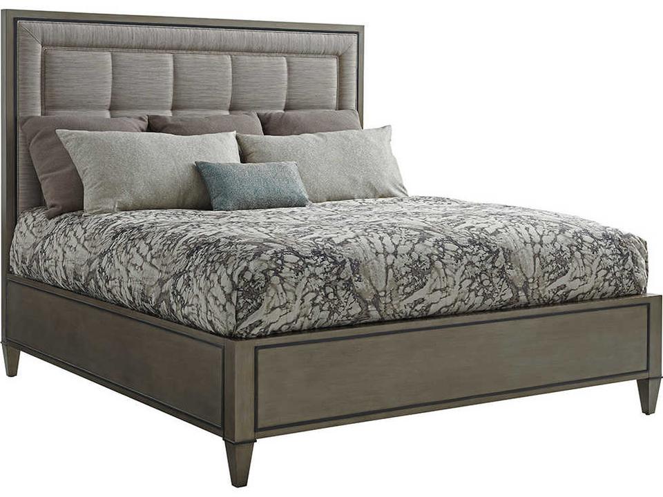 Ariana King Panel Bed Upholstered in Santenay Gray Platinum