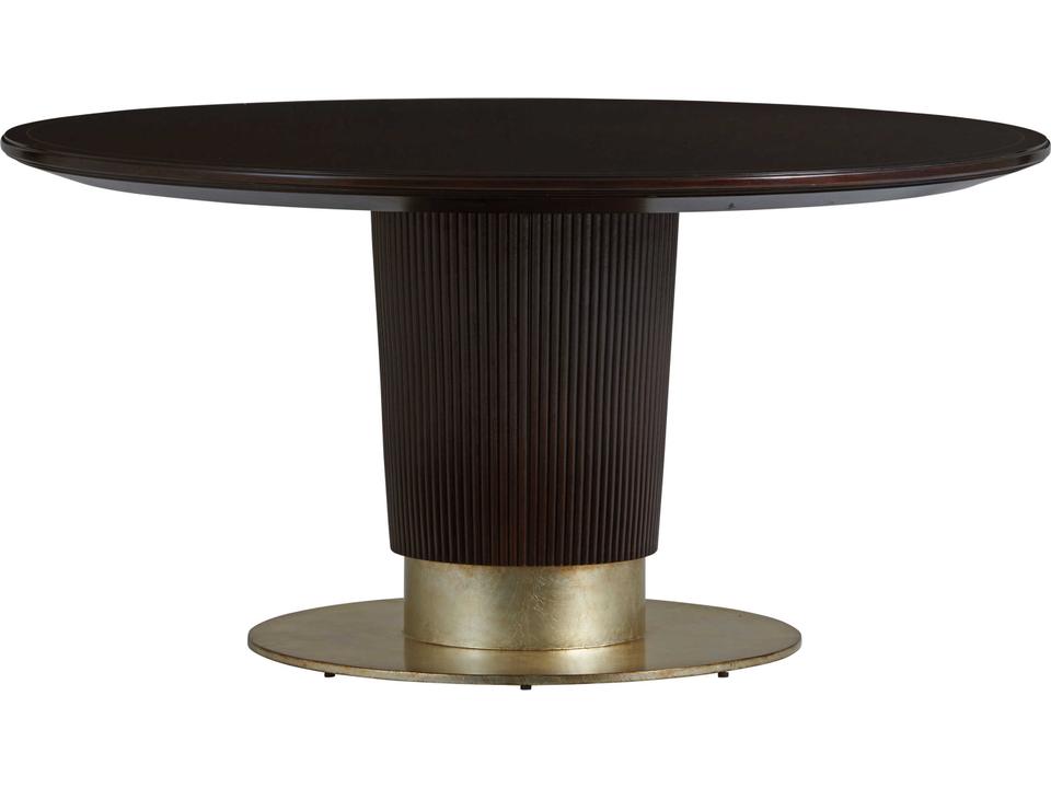 Carlyle Waldorf 60-Inch Round Dining Table with Walnut Veneer and Antiqued Silver Leaf