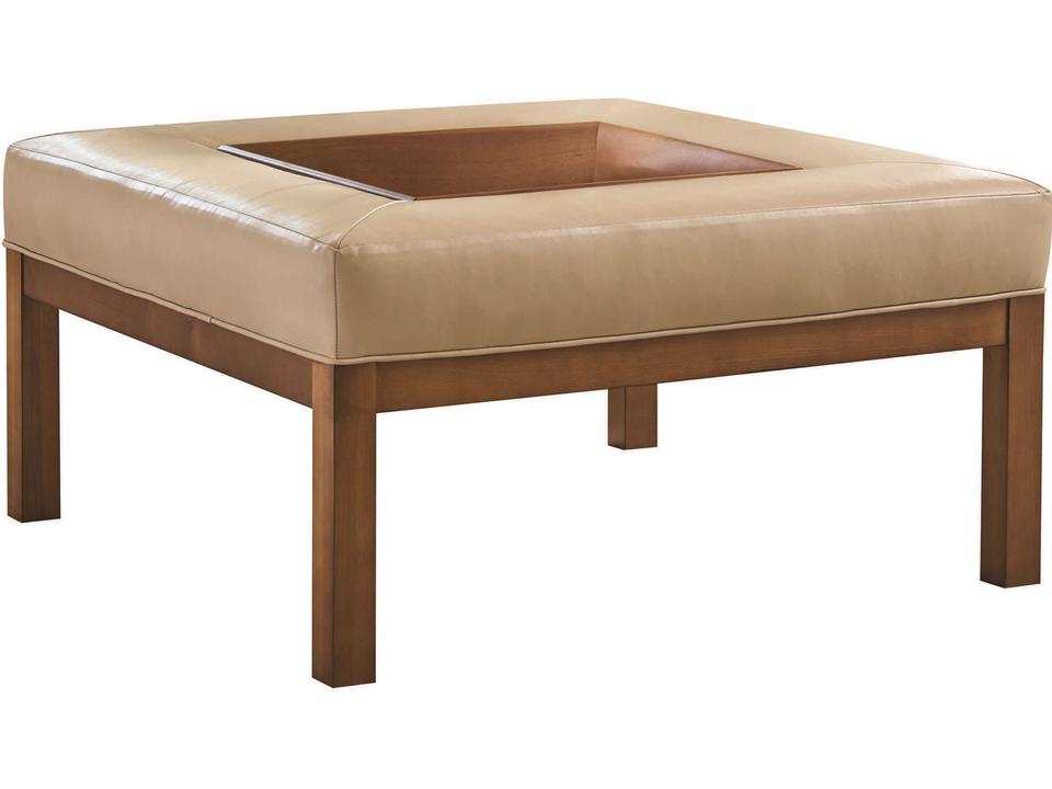 Crandon Park Leather Ottoman with Removable Tray