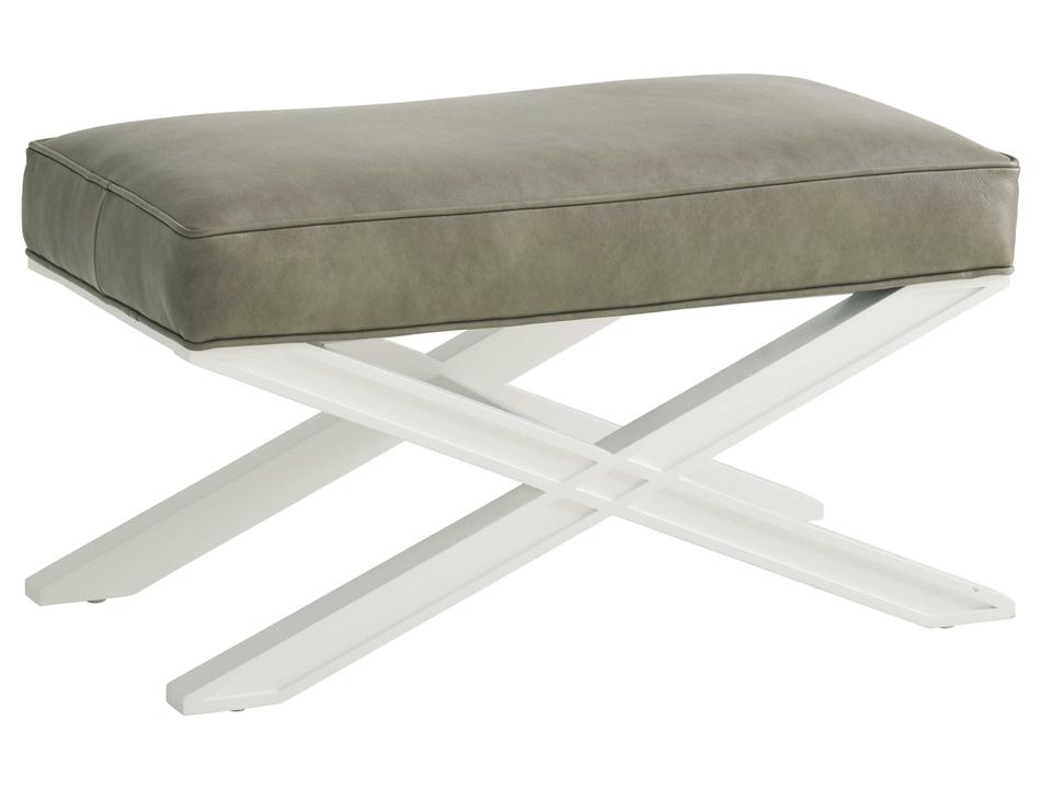 Avondale White Leather Ottoman with X-Base Frame