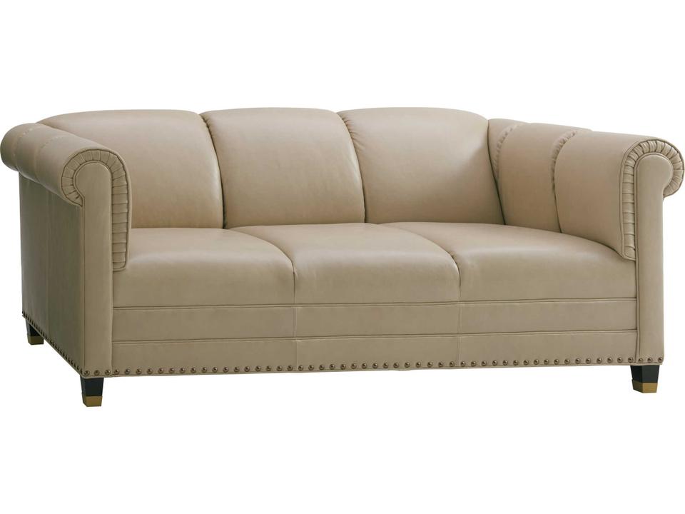 Carlyle Springfield 3-Seat Leather Apartment Sofa in Norwalk Beige