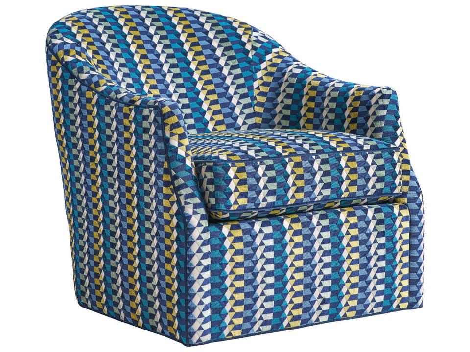 Ariana Swivel Accent Chair in Blue Fabric