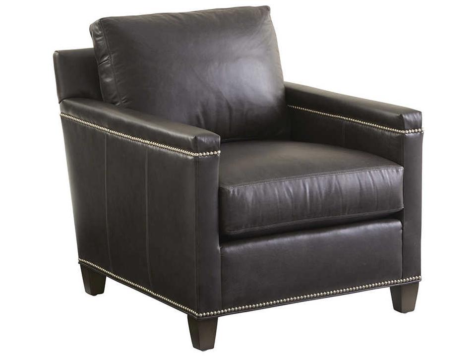 Carrera Brown Leather Accent Chair with Nailhead Trim