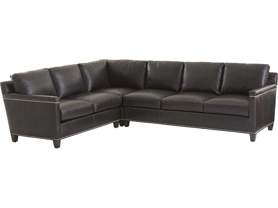 Carrera 5-Seat Brown Leather Sectional Sofa with Track Arms