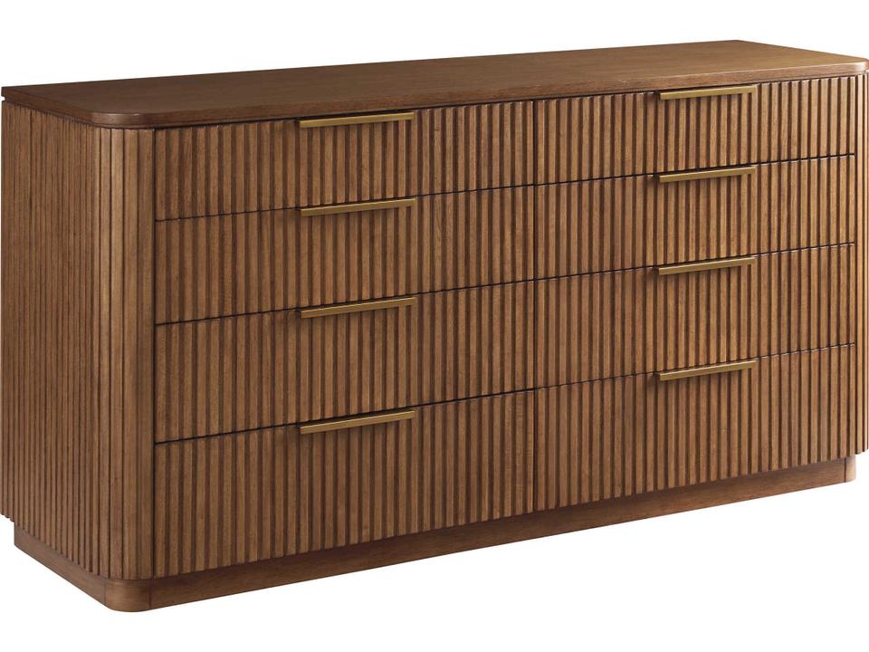 La Costa Belcourt Double Dresser in Brown with Satin Gold Accents