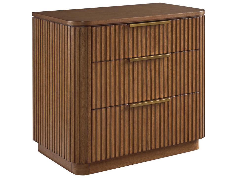 La Costa Mission Bay 3-Drawer Nightstand in Wood and Satin Gold