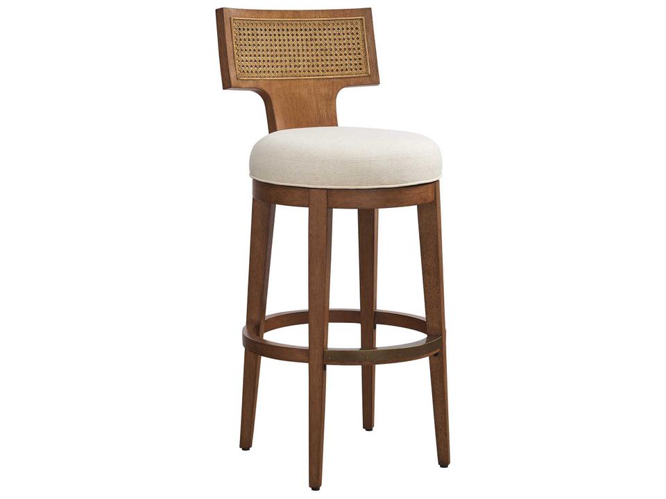 La Costa Calavera Woven Swivel Bar Stool with Upholstered Seat