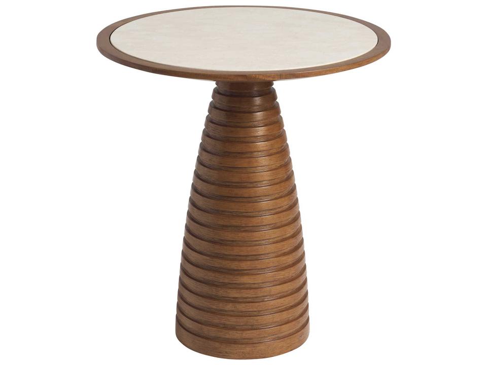 La Costa Ortega Round Accent Table in Sierra Tan with Marble Top