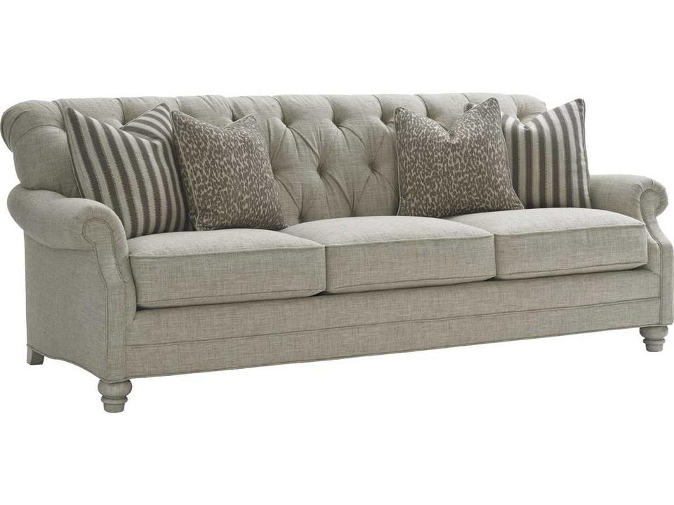 Oyster Bay 3-Seat Tufted Fabric Sofa with Ultra Down Cushions