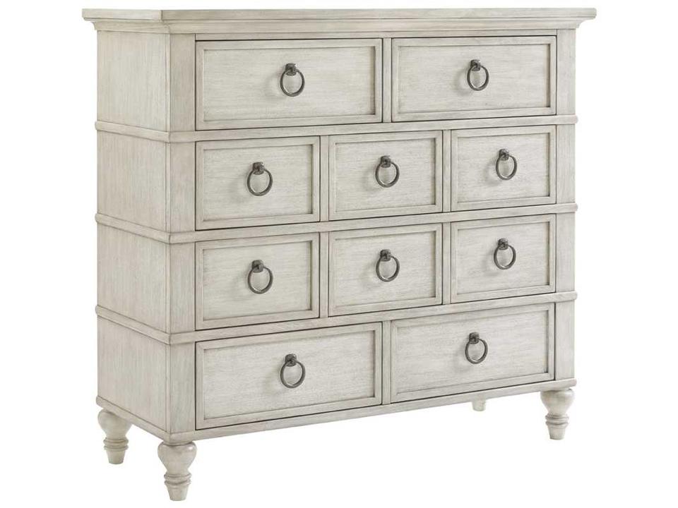 Oyster Bay Fall River 10-Drawer Chest in Distressed Antique White